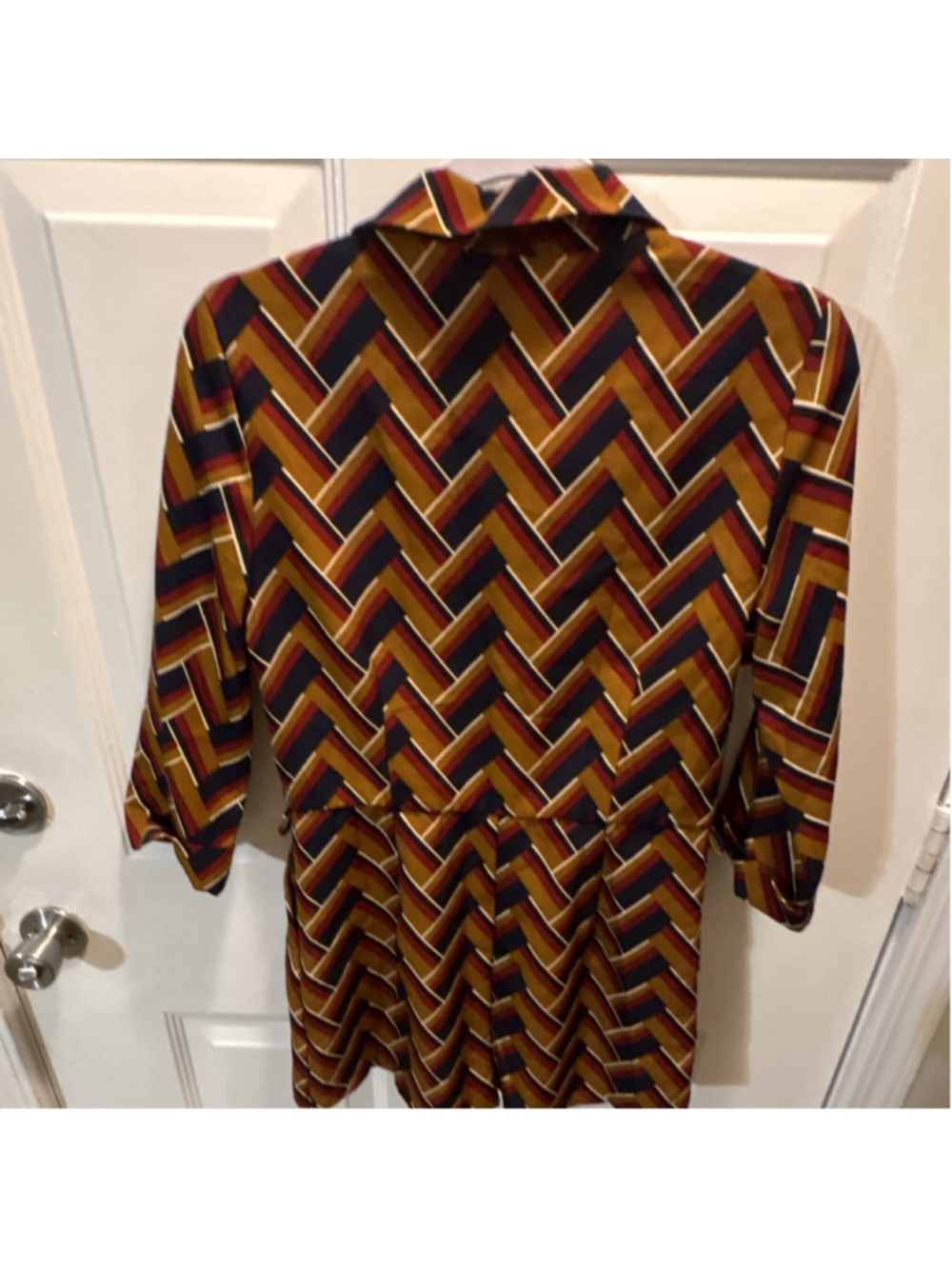 FOREVER 21 romper Geometric Camel Navy 3/4 Sleeve Women's Size Large - Picture 7 of 9